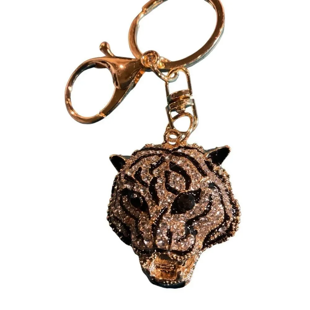 Roaring Tiger Jeweled Keychain